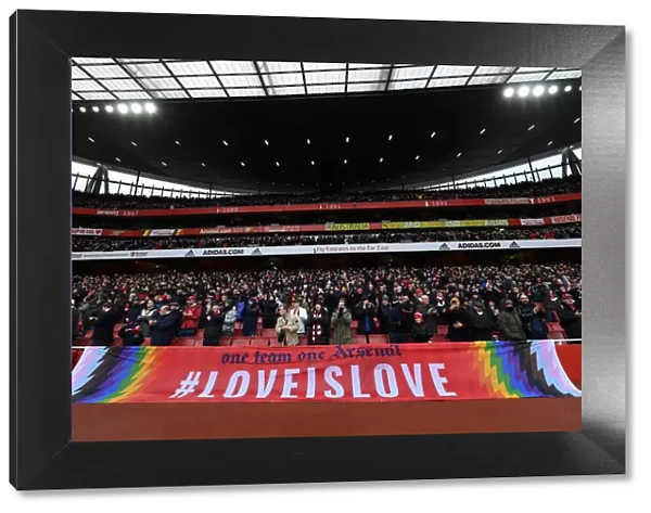 Arsenal Pride: Arsenal Gay Gooners Banner at Emirates Stadium During Arsenal vs Newcastle United Match, 2021-22