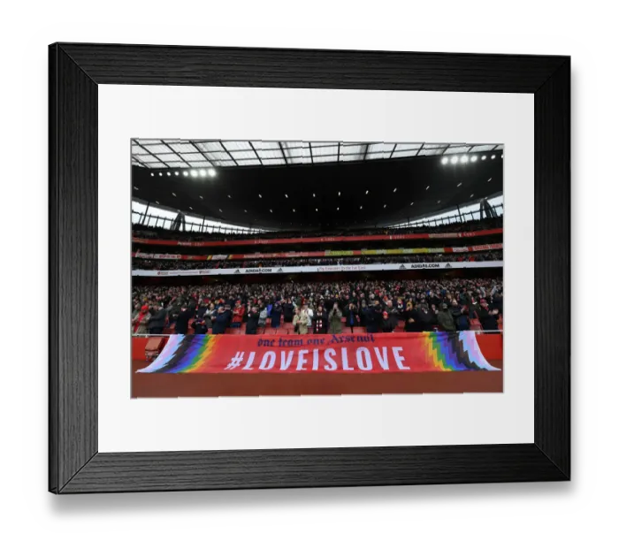 Framed Print : Arsenal Pride: Arsenal Gay Gooners Banner at Emirates Stadium During Arsenal vs Newcastle United Match, 2021-22 Framed Print : Arsenal Pride: Arsenal Gay Gooners Banner at Emirates Stadium During Arsenal vs Newcastle United Match, 2021-22