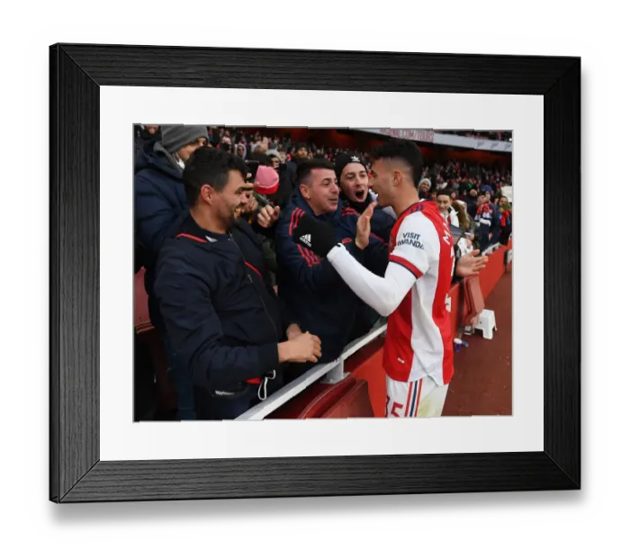 Framed Print : Arsenal's Martinelli Celebrates Goal Against Newcastle United in Premier League