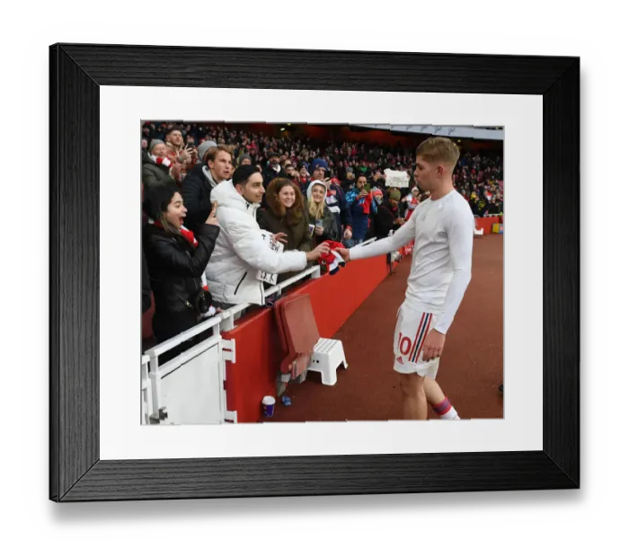Framed Print : Arsenal's Emile Smith Rowe Shirt Donation to a Fan after Arsenal vs Newcastle United (2021-22)