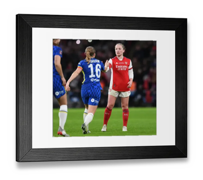 Framed Print : Arsenal's Kim Little and Chelsea's Magdalena Eriksson Share a Moment after FA Women's Cup Final at Wembley Stadium Framed Print : Arsenal's Kim Little and Chelsea's Magdalena Eriksson Share a Moment after FA Women's Cup Final at Wembley Stadium