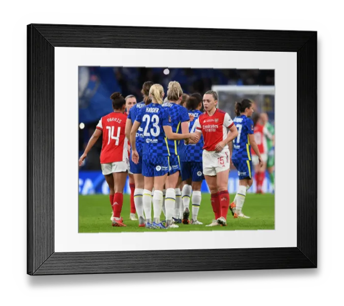 Framed Print : Arsenal's Katie McCabe and Chelsea's Millie Bright Share a Moment of Sportsmanship at the FA Women's Cup Final at Wembley Stadium Framed Print : Arsenal's Katie McCabe and Chelsea's Millie Bright Share a Moment of Sportsmanship at the FA Women's Cup Final at Wembley Stadium