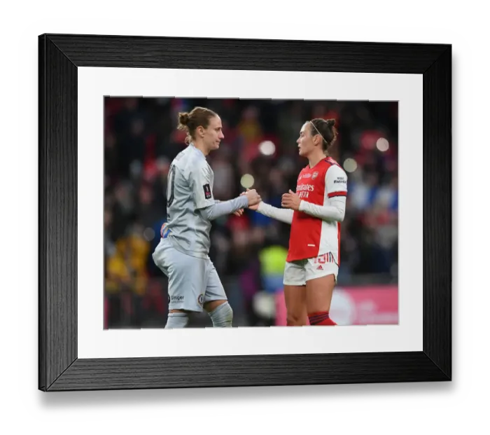 Framed Print : Arsenal's Caitlin Foord and Chelsea's Ann-Katrin Berger Share a Moment after FA Women's Cup Final at Wembley Stadium Framed Print : Arsenal's Caitlin Foord and Chelsea's Ann-Katrin Berger Share a Moment after FA Women's Cup Final at Wembley Stadium