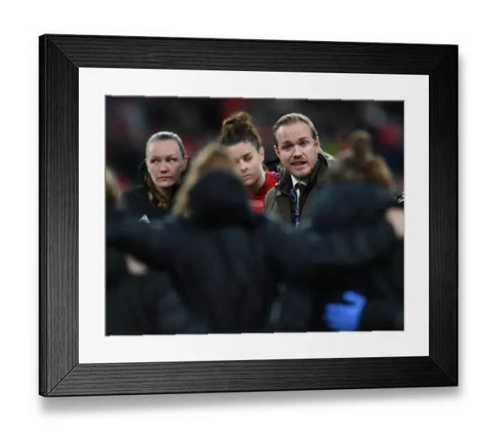 Framed Print : Arsenal Women's FA Cup Triumph: Jonas Eidevall's Victory Celebration