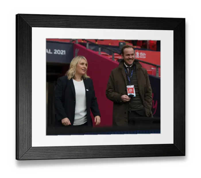 Framed Print : FA Women's Cup Final: Pre-Match Conversation Between Jonas Eidevall and Emma Hayes at Wembley Stadium Framed Print : FA Women's Cup Final: Pre-Match Conversation Between Jonas Eidevall and Emma Hayes at Wembley Stadium