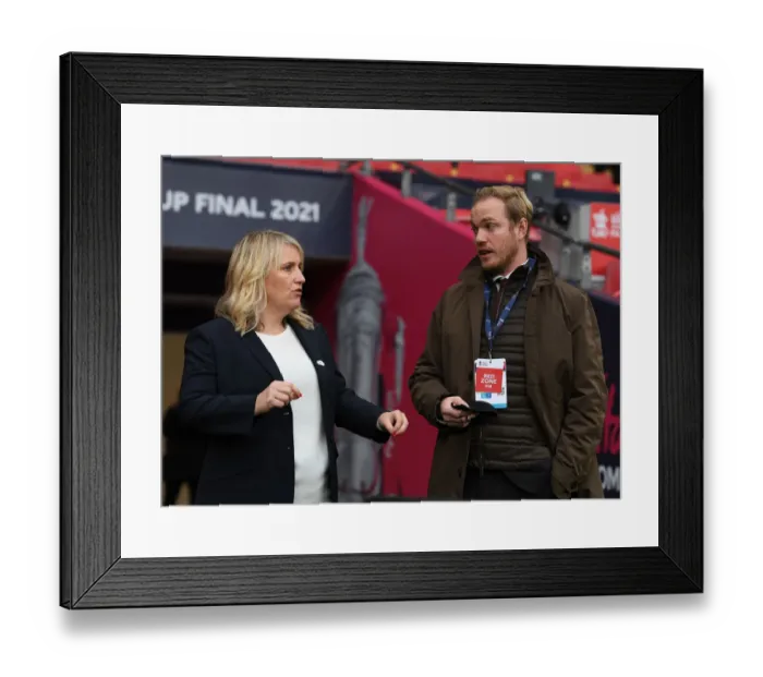 Framed Print : FA Women's Cup Final: Jonas Eidevall and Emma Hayes Pre-Match Discussion at Wembley Stadium Framed Print : FA Women's Cup Final: Jonas Eidevall and Emma Hayes Pre-Match Discussion at Wembley Stadium