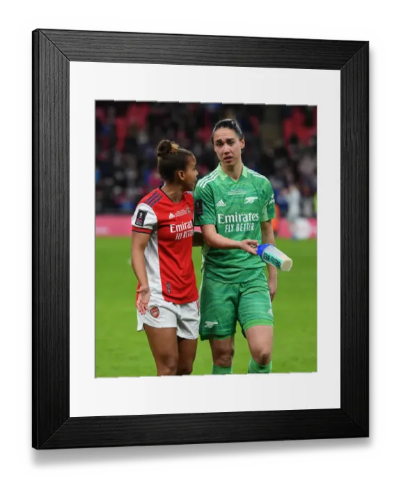 Framed Print : Arsenal Women's FA Cup Triumph: Nikita Parris and Manuela Zinsberger Celebrate with the Trophy Framed Print : Arsenal Women's FA Cup Triumph: Nikita Parris and Manuela Zinsberger Celebrate with the Trophy
