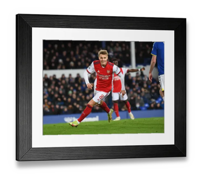 Framed Print : Martin Odegaard Scores: Arsenal's Norwegian Star Shines at Everton - 2020-21 Premier League