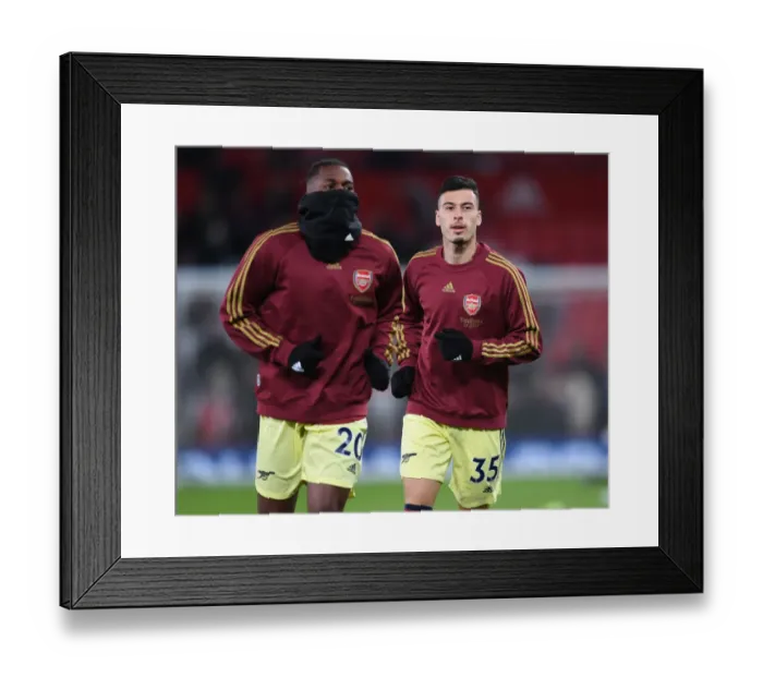 Framed Print : Arsenal's Gabriel Martinelli Warms Up Ahead of Manchester United Clash - Premier League 2020-21