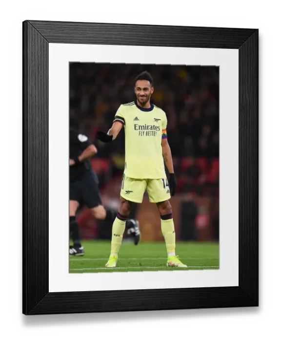 Framed Print : Arsenal's Pierre-Emerick Aubameyang Faces Off Against Manchester United at Old Trafford (Manchester United vs Arsenal, Premier League 2020-21) Framed Print : Arsenal's Pierre-Emerick Aubameyang Faces Off Against Manchester United at Old Trafford (Manchester United vs Arsenal, Premier League 2020-21)