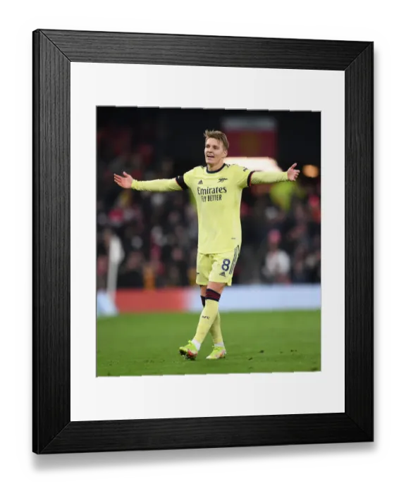 Framed Print : Odegaard vs Manchester United: Clash at Old Trafford (Premier League 2020-21)