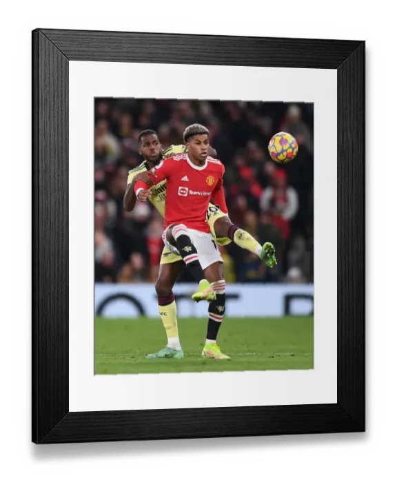 Framed Print : Clash at Old Trafford: Nuno Tavares vs Marcus Rashford - Manchester United vs Arsenal, Premier League 2020-21