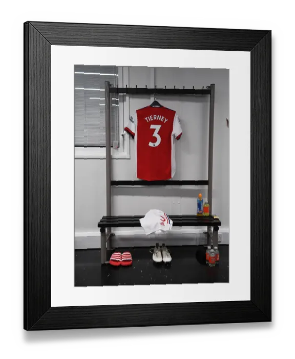 Framed Print : Arsenal's Kieran Tierney's Jersey in Everton's Goodison Park Changing Room (Everton vs Arsenal, Premier League 2020-21) Framed Print : Arsenal's Kieran Tierney's Jersey in Everton's Goodison Park Changing Room (Everton vs Arsenal, Premier League 2020-21)