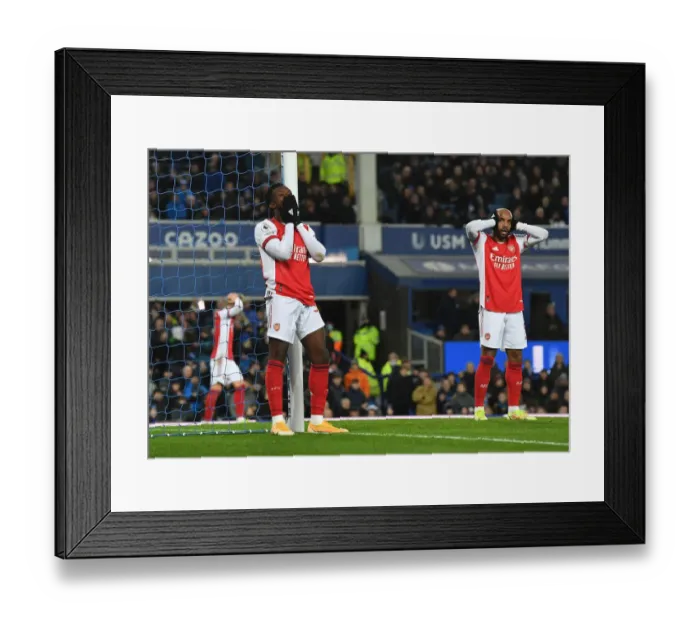 Framed Print : Dejected Nketiah Misses Goal: Everton vs Arsenal, Premier League 2020-21