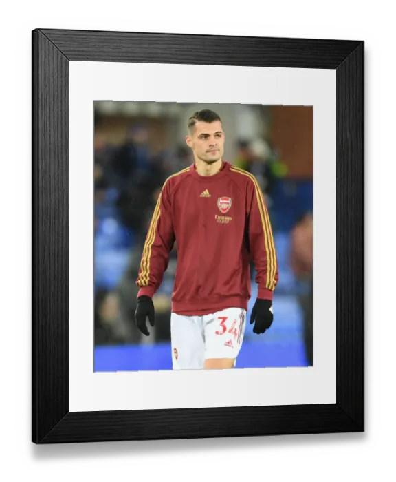 Framed Print : Granit Xhaka: Gearing Up for Battle - Everton vs Arsenal, Premier League 2020-21