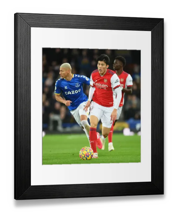 Framed Print : Arsenal's Tomiyasu in Action against Everton - Premier League 2020-21