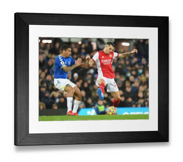 Framed Print : Intense Clash: Xhaka Fouls Allan - Everton vs. Arsenal Premier League (2020-21) Framed Print : Intense Clash: Xhaka Fouls Allan - Everton vs. Arsenal Premier League (2020-21)