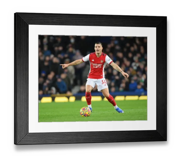 Framed Print : Granit Xhaka in Action: Arsenal vs Everton, Premier League 2020-21