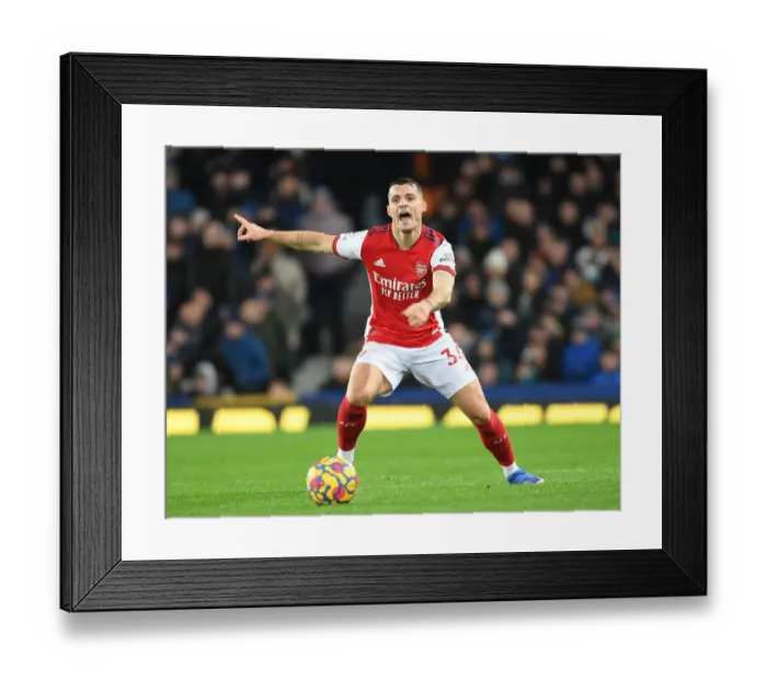 Framed Print : Granit Xhaka in Action: Everton vs Arsenal, Premier League 2020-21