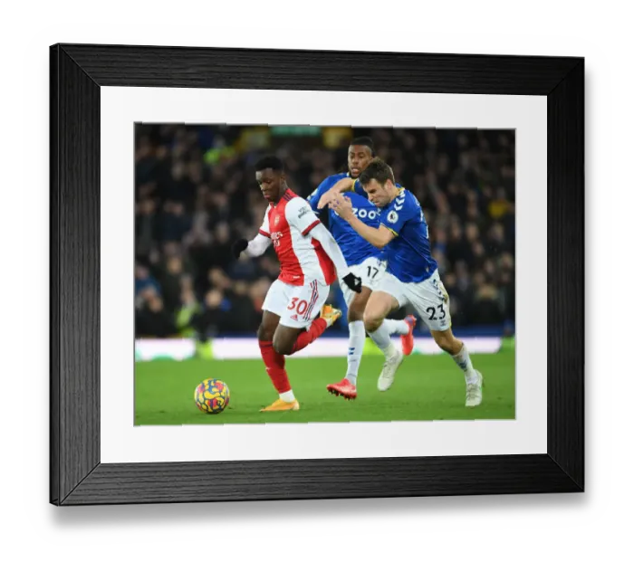 Framed Print : Nketiah Outwits Coleman: Arsenal's Thrilling Premier League Victory Over Everton Framed Print : Nketiah Outwits Coleman: Arsenal's Thrilling Premier League Victory Over Everton