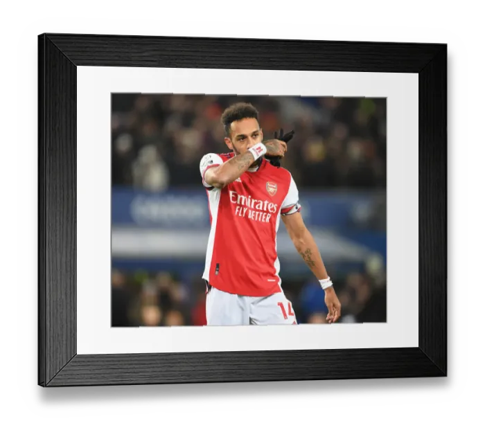 Framed Print : Aubameyang's Emotional Reaction: Everton vs Arsenal, Premier League 2020-21