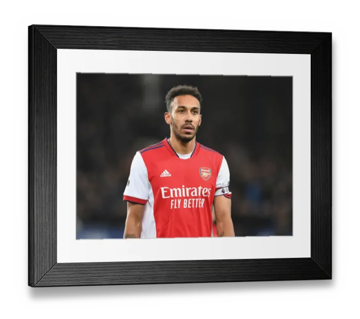 Framed Print : Aubameyang's Emotional Moment: Everton vs Arsenal, Premier League 2020-21