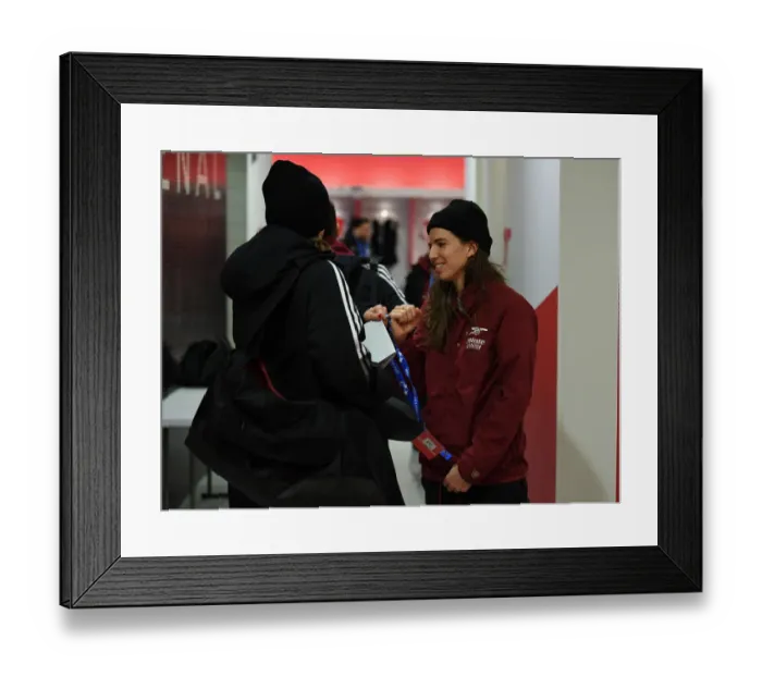Framed Print : Arsenal WFC vs. FC Barcelona: Tobin Heath Prepares for UEFA Women's Champions League Clash at Emirates Stadium