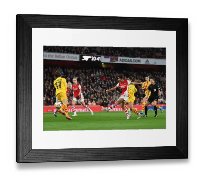 Framed Print : Arsenal Women vs. FC Barcelona: Champions League Clash at Emirates Stadium