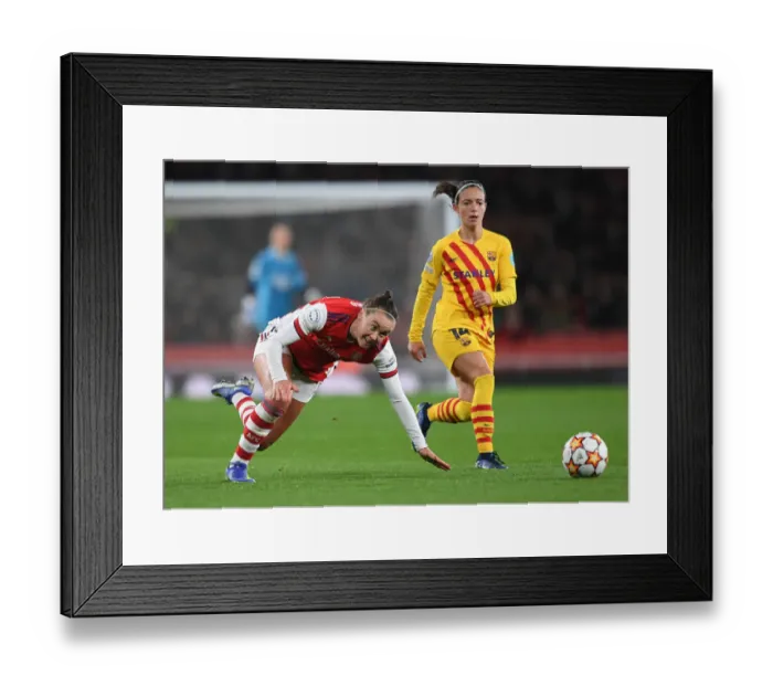 Framed Print : Arsenal vs. Barcelona: A UEFA Women's Champions League Battle at Emirates Stadium