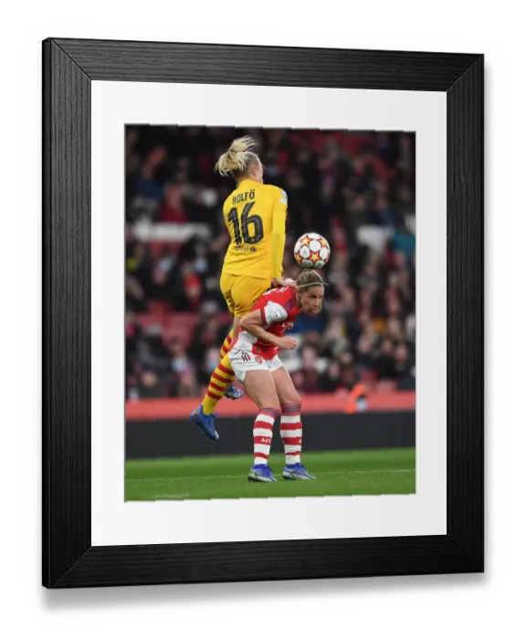 Framed Print : Arsenal vs. Barcelona: A Battle in the UEFA Women's Champions League Framed Print : Arsenal vs. Barcelona: A Battle in the UEFA Women's Champions League