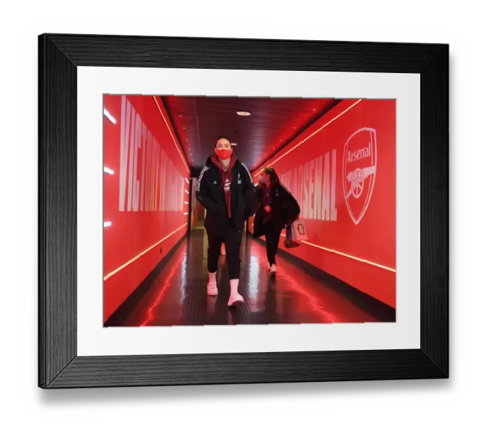 Framed Print : Battle in the Champions League: Arsenal WFC vs. FC Barcelona at Emirates Stadium