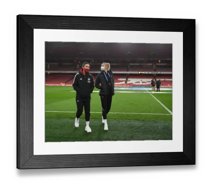 Framed Print : Champions Clash: Arsenal WFC vs. FC Barcelona - A Battle in the UEFA Women's Champions League at Emirates Stadium