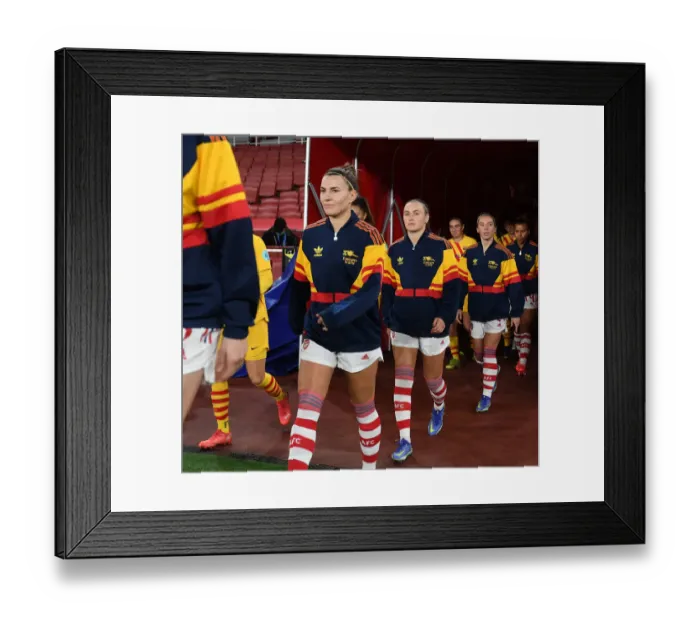 Framed Print : Arsenal WFC vs. FC Barcelona: A Battle in the UEFA Women's Champions League at Emirates Stadium