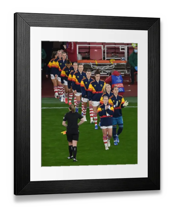 Framed Print : Champions League Showdown: Arsenal Women vs. FC Barcelona at Emirates Stadium