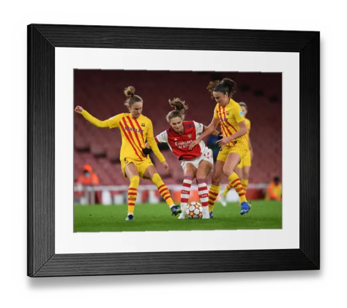 Framed Print : Arsenal WFC vs. FC Barcelona: A Battle in the UEFA Women's Champions League Framed Print : Arsenal WFC vs. FC Barcelona: A Battle in the UEFA Women's Champions League