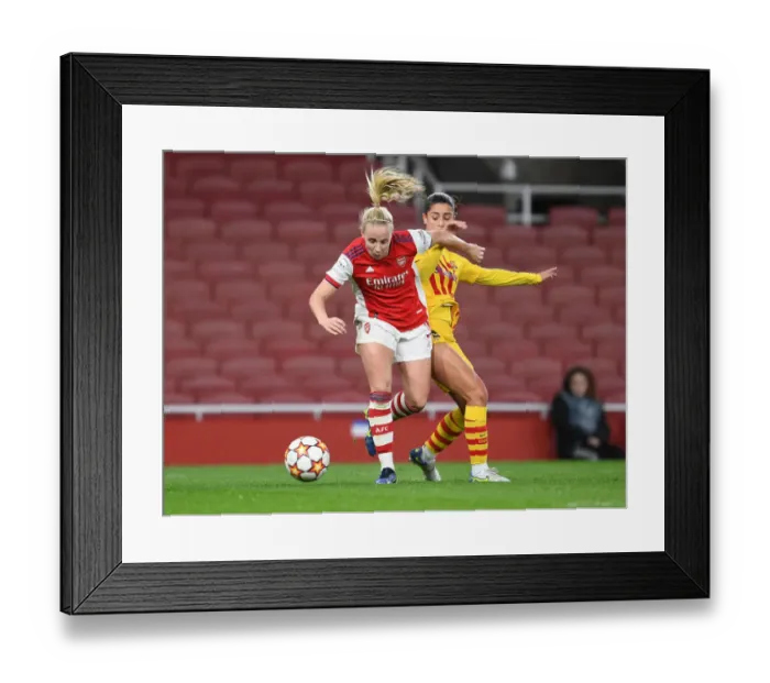 Framed Print : Arsenal vs. Barcelona: A Battle in the UEFA Women's Champions League