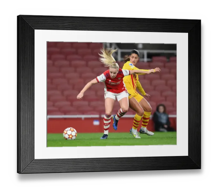 Framed Print : Arsenal vs. Barcelona: Battle in the UEFA Women's Champions League