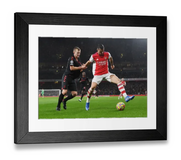 Framed Print : Midfield Showdown: Xhaka vs Ward-Prowse in Arsenal vs Southampton Premier League Clash