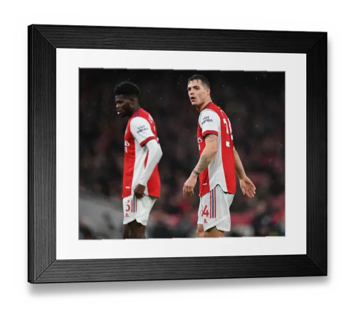 Framed Print : Granit Xhaka: Arsenal Midfielder in Action against Southampton, Premier League 2021-22