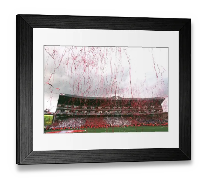 Framed Print : Streamers rain down from the Clock End. Arsenal 4: 2 Wigan Athletic