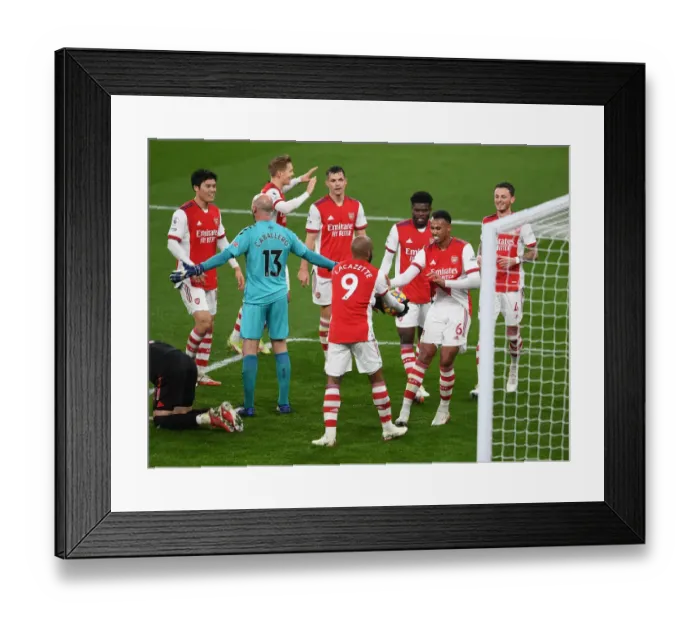 Framed Print : Arsenal's Gabriel Magalhaes Scores Third Goal vs Southampton (Premier League 2021-22) Framed Print : Arsenal's Gabriel Magalhaes Scores Third Goal vs Southampton (Premier League 2021-22)