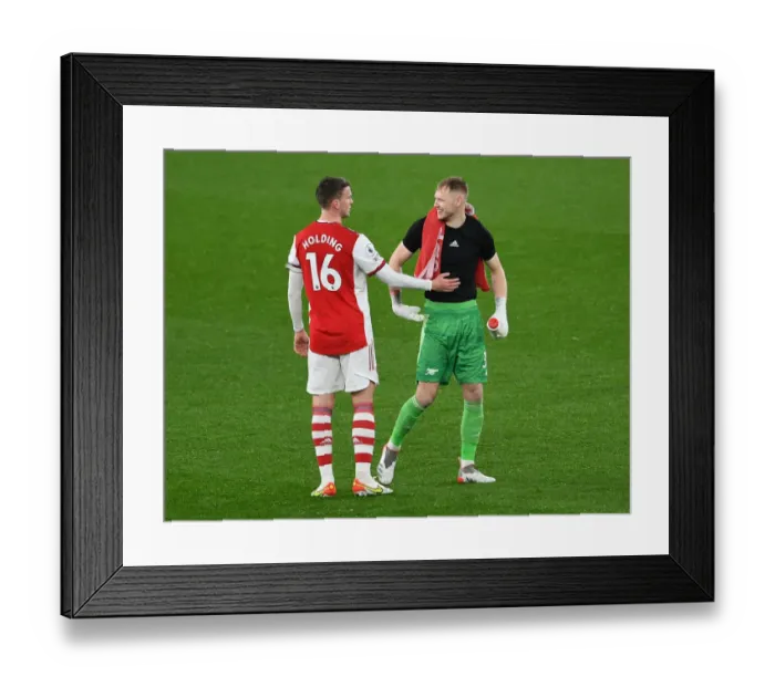 Framed Print : Arsenal's Holding and Ramsdale Celebrate Victory Over Southampton in Premier League Framed Print : Arsenal's Holding and Ramsdale Celebrate Victory Over Southampton in Premier League