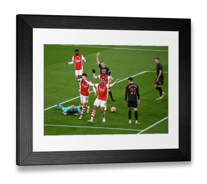 Framed Print : Arsenal vs Southampton: Gabriel Magalhaes Goal Appeal - Premier League 2021-22