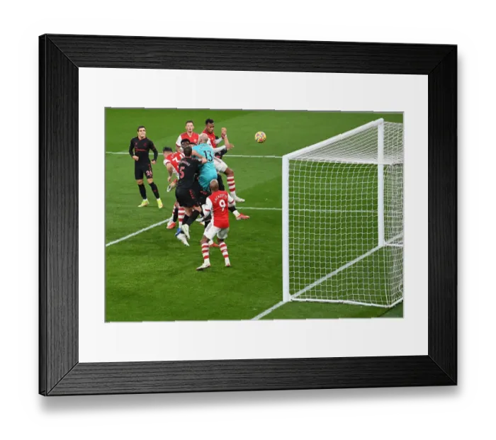 Framed Print : Gabriel Magalhaes Scores Arsenal's Third Goal Against Southampton (December 2021) Framed Print : Gabriel Magalhaes Scores Arsenal's Third Goal Against Southampton (December 2021)