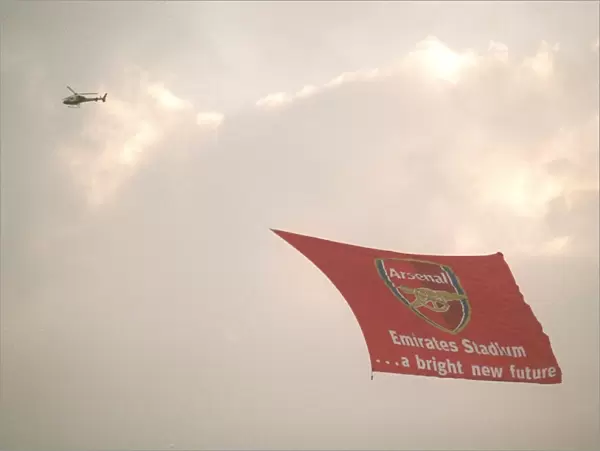 Helicopter with and Emirates banner. Arsenal 4: 2 Wigan Athletic