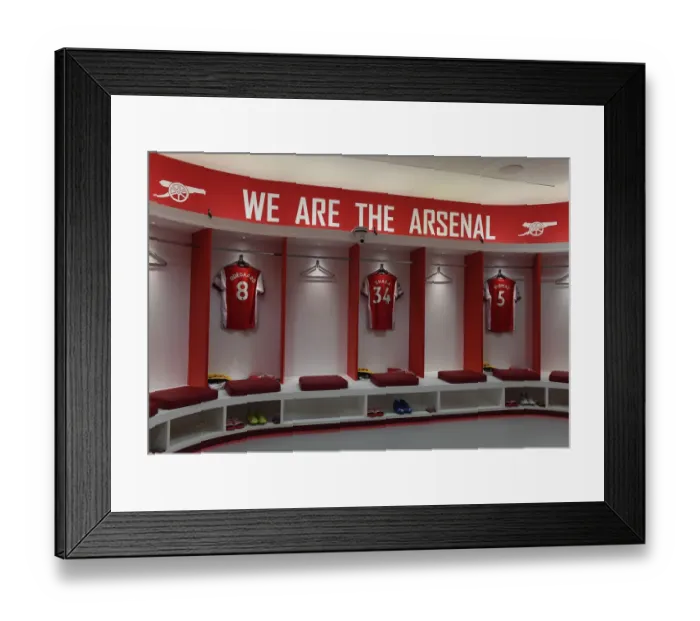 Framed Print : Arsenal Changing Room Before Arsenal vs West Ham United - Premier League 2021-22