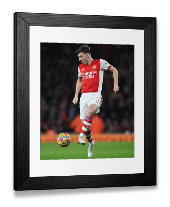 Framed Print : Arsenal's Kieran Tierney in Action: Arsenal vs. West Ham United, Premier League 2021-22