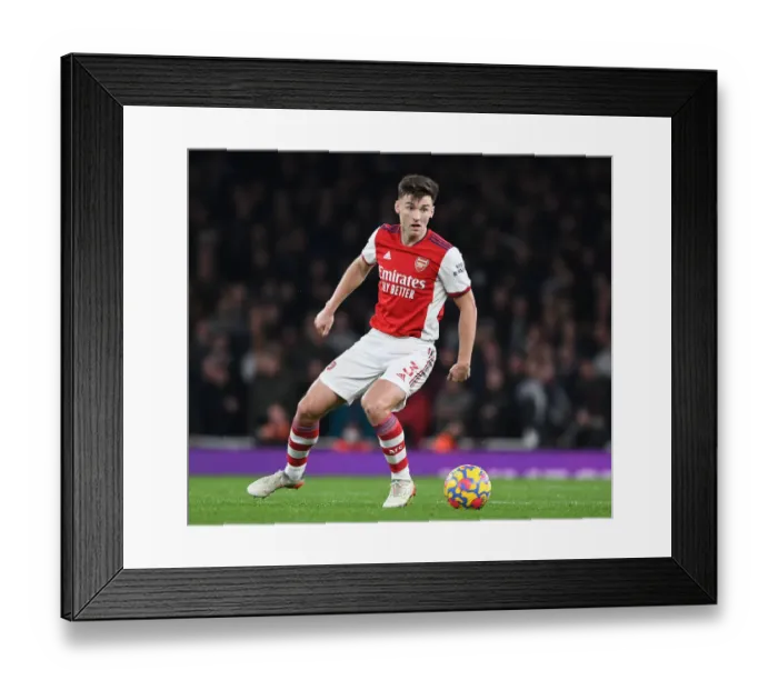 Framed Print : Arsenal's Kieran Tierney in Action: Arsenal vs West Ham United, Premier League 2021-22