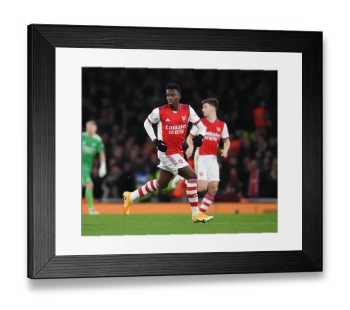 Framed Print : Arsenal's Eddie Nketiah in Action Against West Ham United - Premier League 2021-22