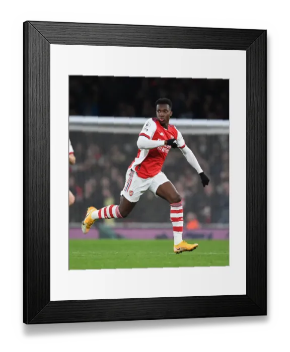 Framed Print : Arsenal's Eddie Nketiah in Action Against West Ham United - Premier League 2021-22
